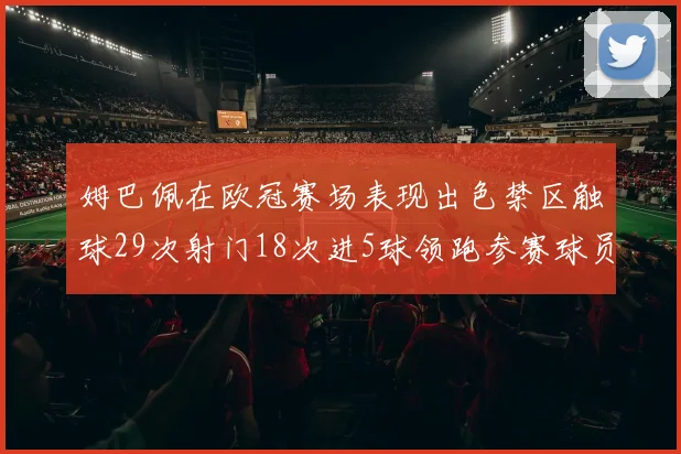 姆巴佩在欧冠赛场表现出色禁区触球29次射门18次进5球领跑参赛球员